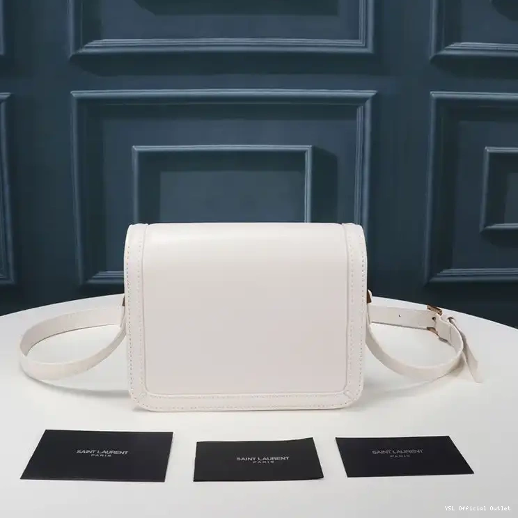 CHEAP Gold Satchel Laurent Leather Box Saint Small In Solferino White 0416